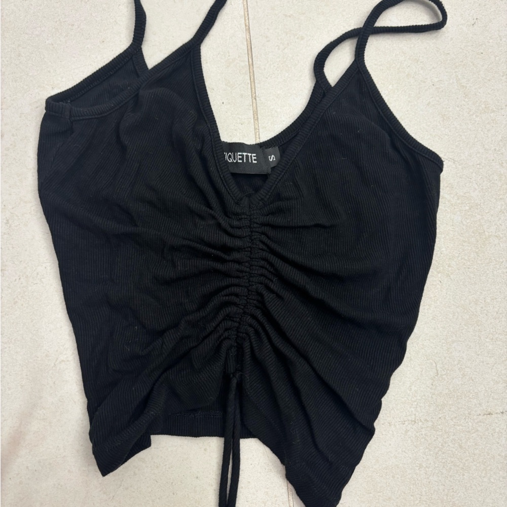 Black Ruched Tank Top